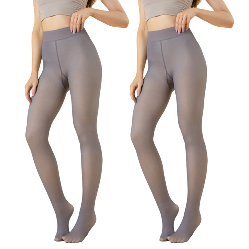 2Pcs Women Thermal Lined Translucent Pantyhose Tights Stockings