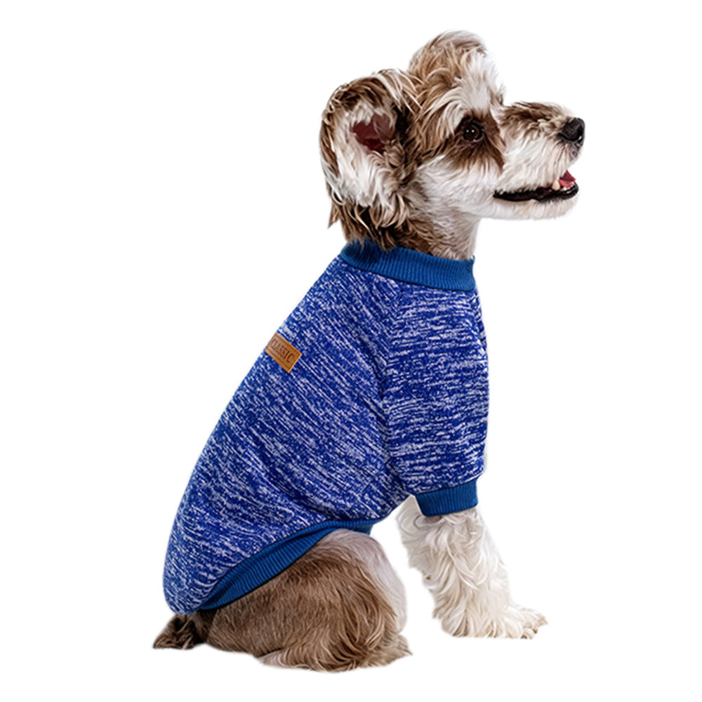Dog Sweatshirt Pullover Classic Round Neck Soft Clothes for Small Medium Dogs Cats-Blue