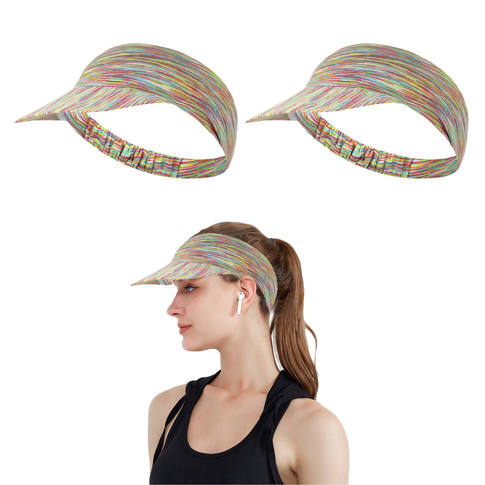 2Pcs Elastic Empty Top Sun Visor Sports Beach Caps
