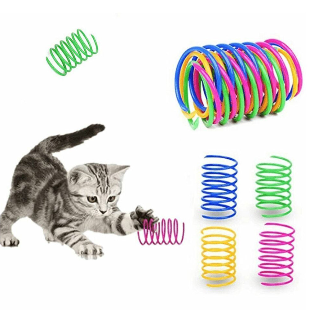 40Pcs Cat Kitten Spring Bouncy Toy Plastic Training Toys Colorful Coil Teasing Playing Cat Toy