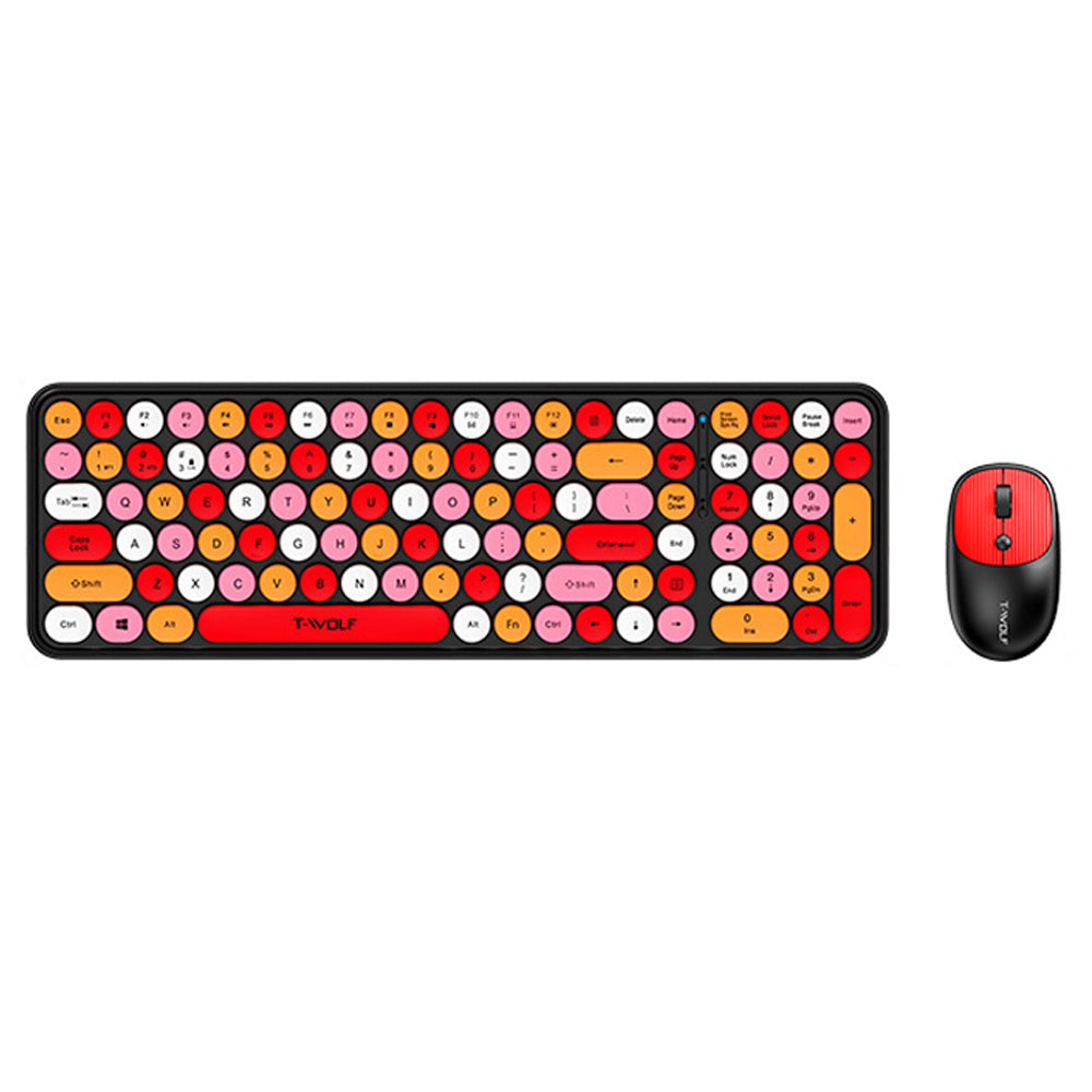 Colorful Round Key Computer Wireless Keyboard and Mouse Combo