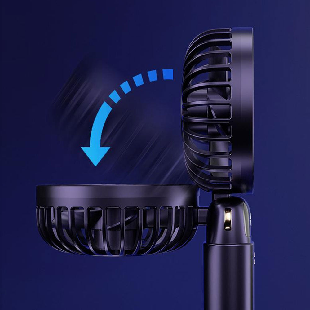 Handheld Fan With LED Display Foldable Hanging Neck Fan Rechargeable Portable Fan