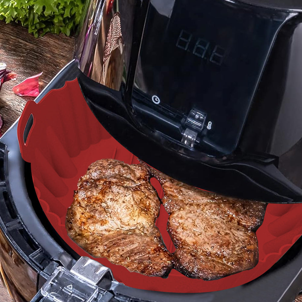 Silicone Round Baking Tray Pot with Handle for Air Fryer