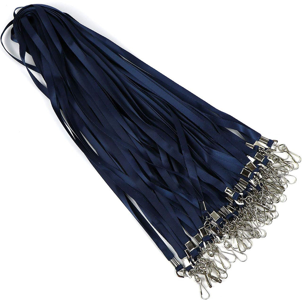 50 Flat Polyester ID Badge Lanyards with 360 Degree Swivel Hooks