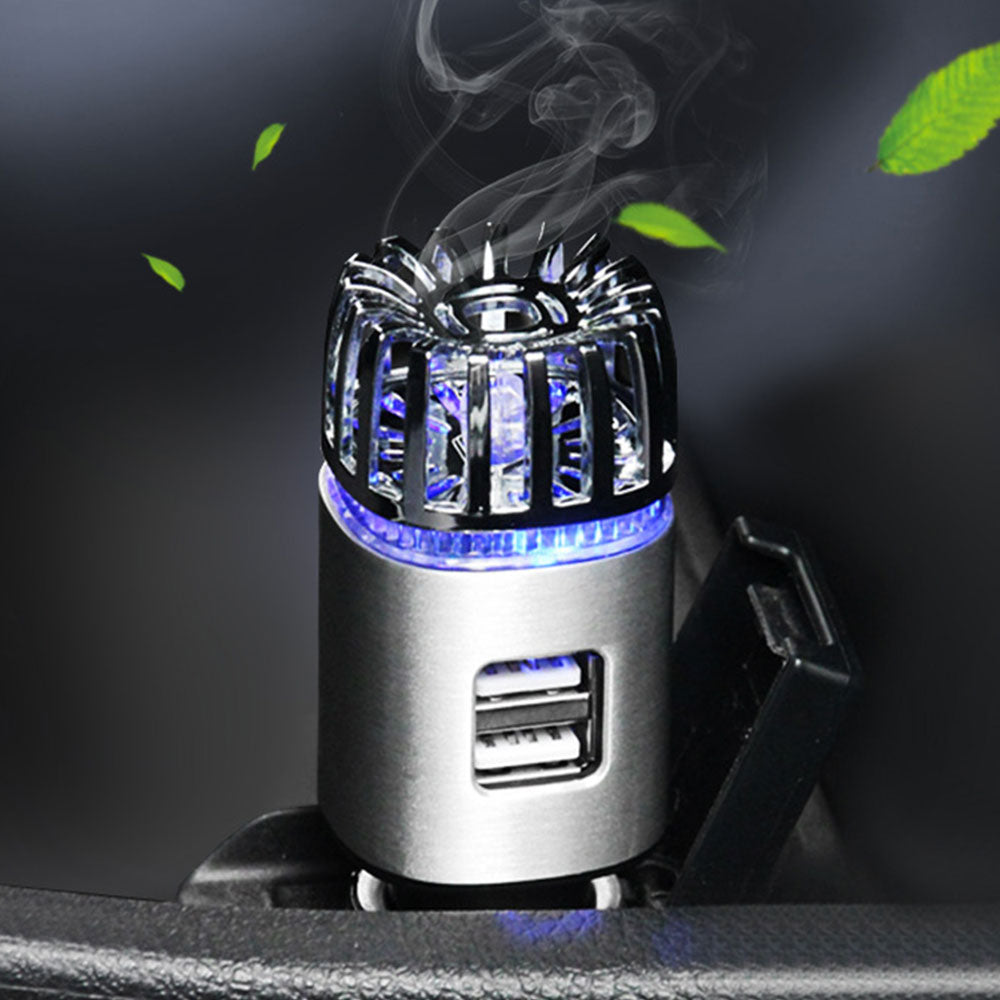 Car Air Purifier Dual USB Ports Car Air Freshener Portable Ionizer