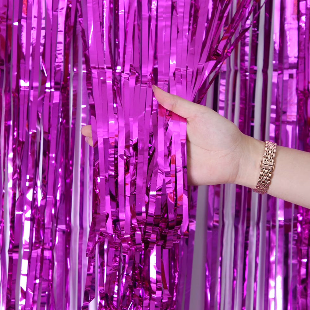 2Pcs 2m Metallic PET Foil Fringe Door Curtains for Party Backdrops