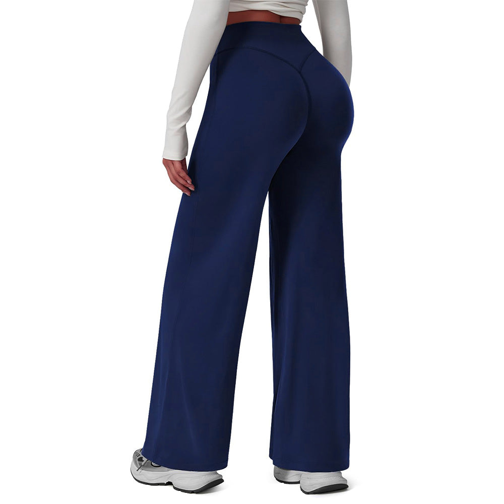 High-Waist Straight-Leg Micro-Flare Yoga Pants with Tummy Control for Workout-Navy