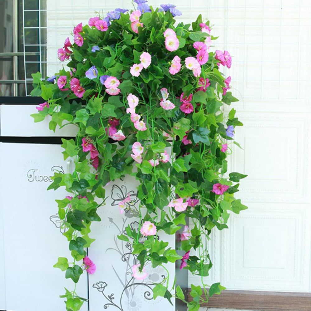 2Pcs Artificial Morning Glory Vine Hanging Plant for Wall Decor