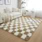 Soft Plush Shaggy Rug Checkered Thickened Non Slip Carpet for Living Room Bedroom