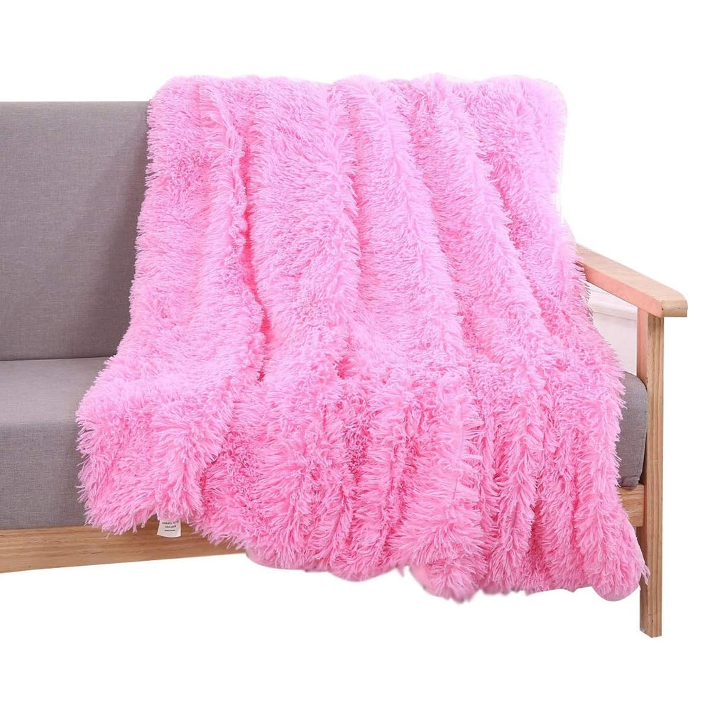 Solid Double-Sided Fuzzy Shaggy Blanket