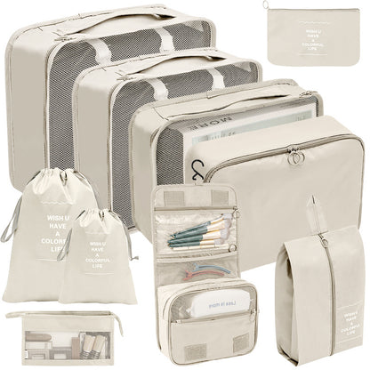 10Pcs Packing Cubes Travel Luggage Storage Bag