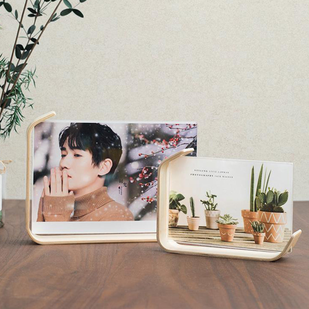 2Pcs Transparent Acrylic Wooden Photo Frame