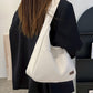 Solid Color PU Leather Shoulder Bag Large Capacity Tote Bag