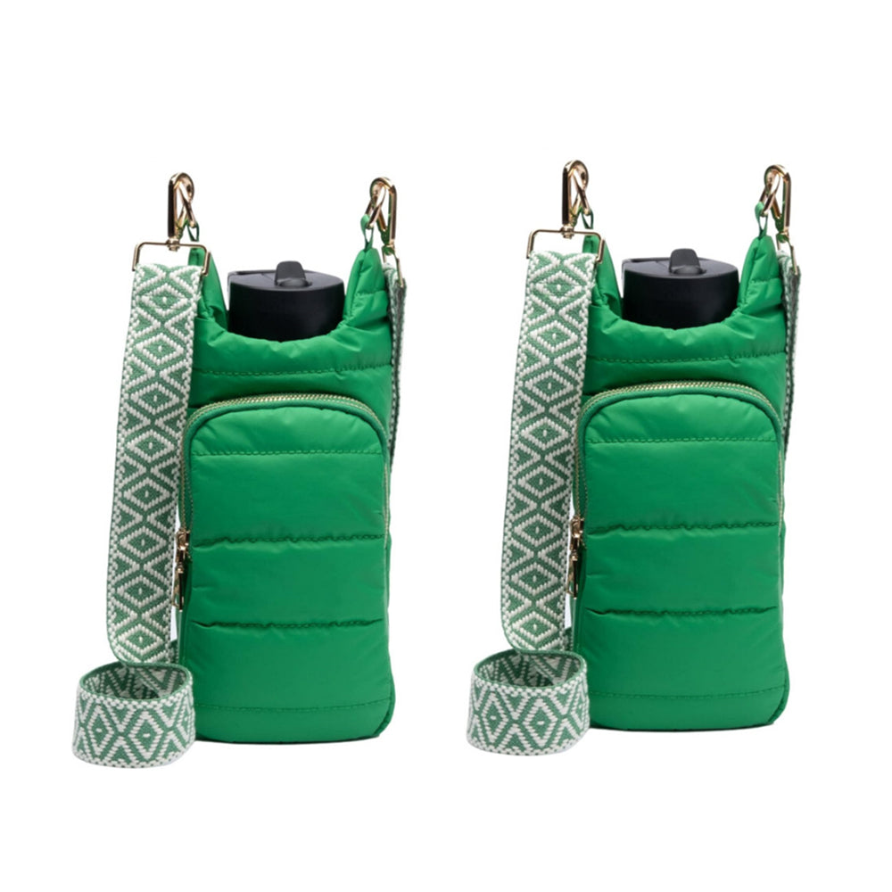 2Pcs Adjustable Quilted Water Bottle Carrier Bag