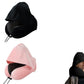 Hooded Travel Pillow with 3D Eye Masks Memory Foam Neck Pillow for Airplane Sleeping