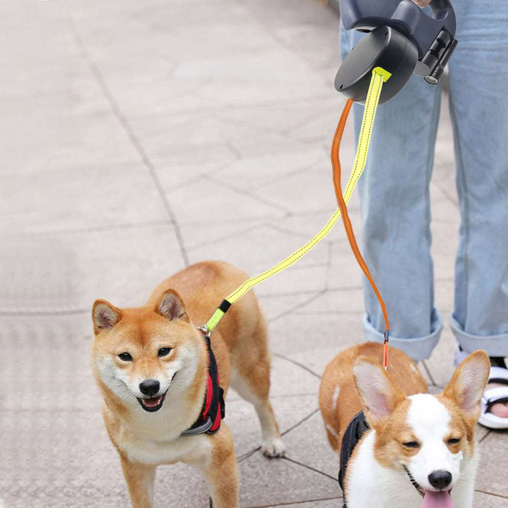 Retractable Pet Dog Double Lead Leash Dual Dog Pet Leash Durable Pet Leash Rope