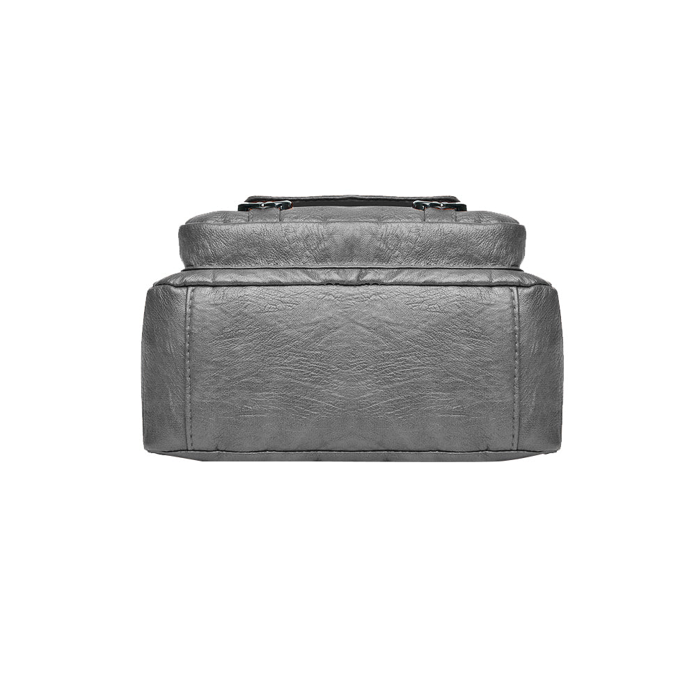 Retro Multi Pockets Crossbody Bag PU Leather Crossbody Shoulder Bag for Women