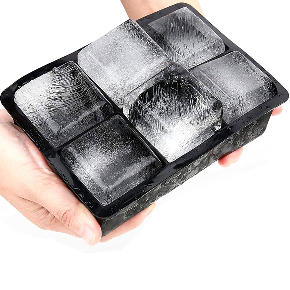 6-Grid Silicone Ice Cube Tray Large Square Ice Cube Mold