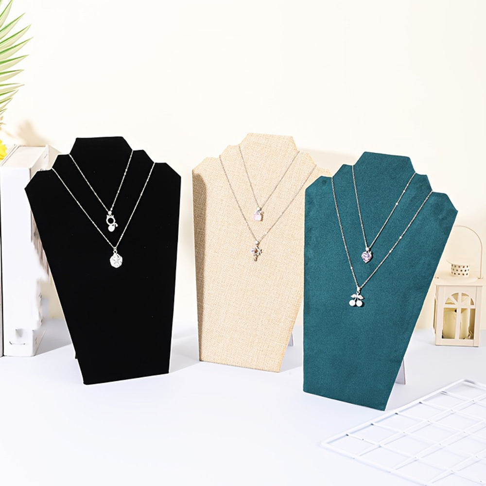 2Pcs Foldable Flannel Necklace Jewelry Bust Display Stands
