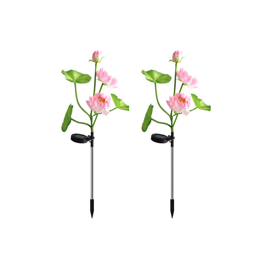 2Pcs Solar Lotus-Flower Light 3-LED Stake Light