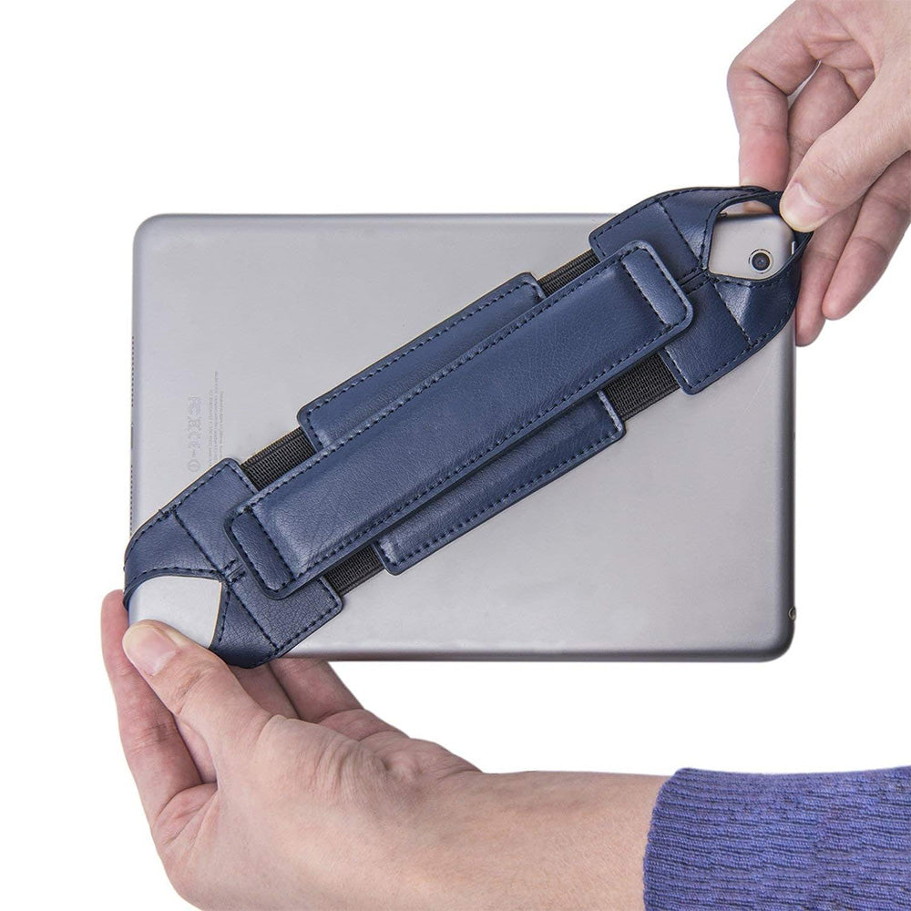 360 Degree Rotating PU Leather Hand Strap Holder Stand for Tablets