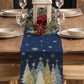 Christmas Table Runner Xmas Trees Tablecloth Cover For Kitchen Dinner Party