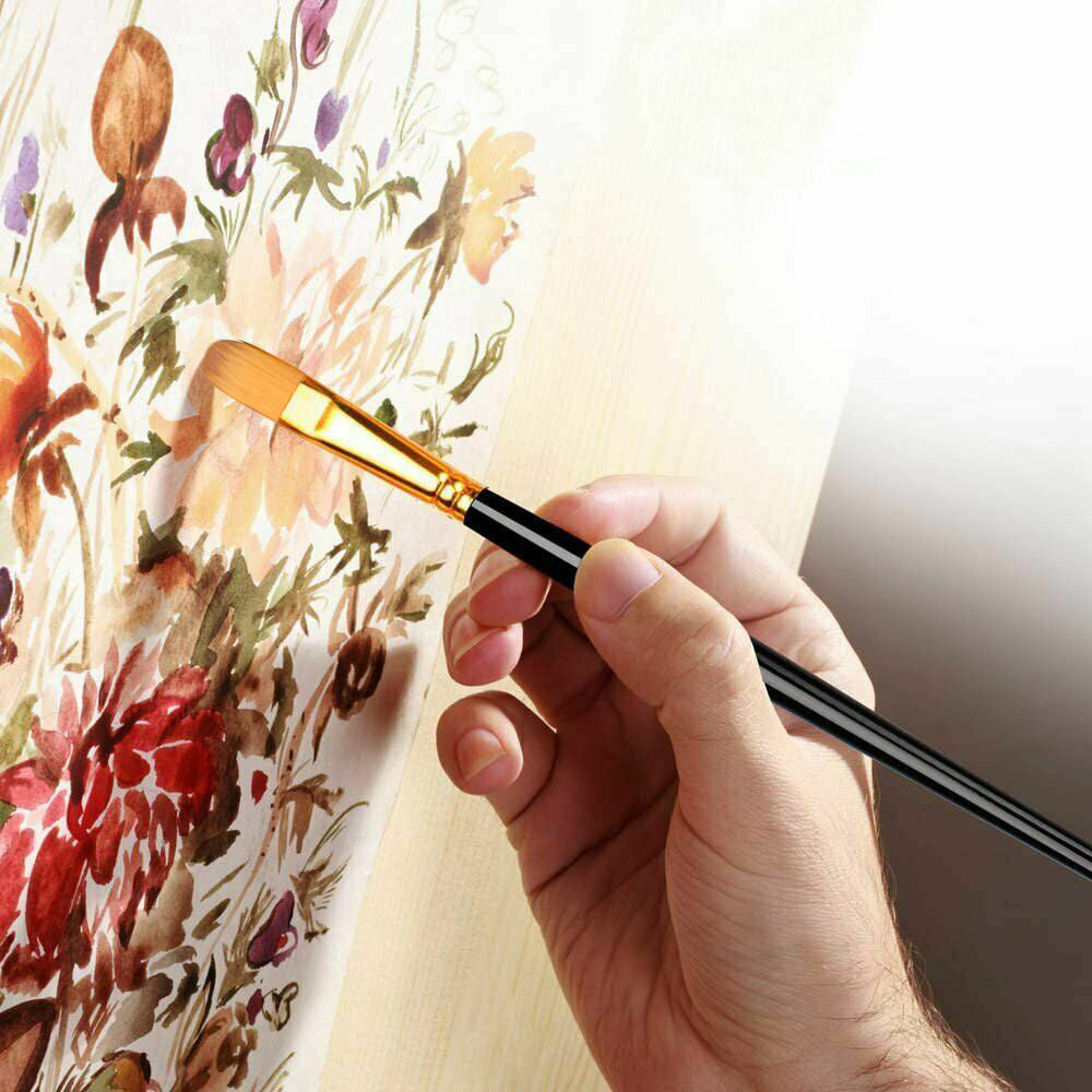 15Pcs Artist Watercolour Oil Paint Brushes Set with Sponge and Scraper