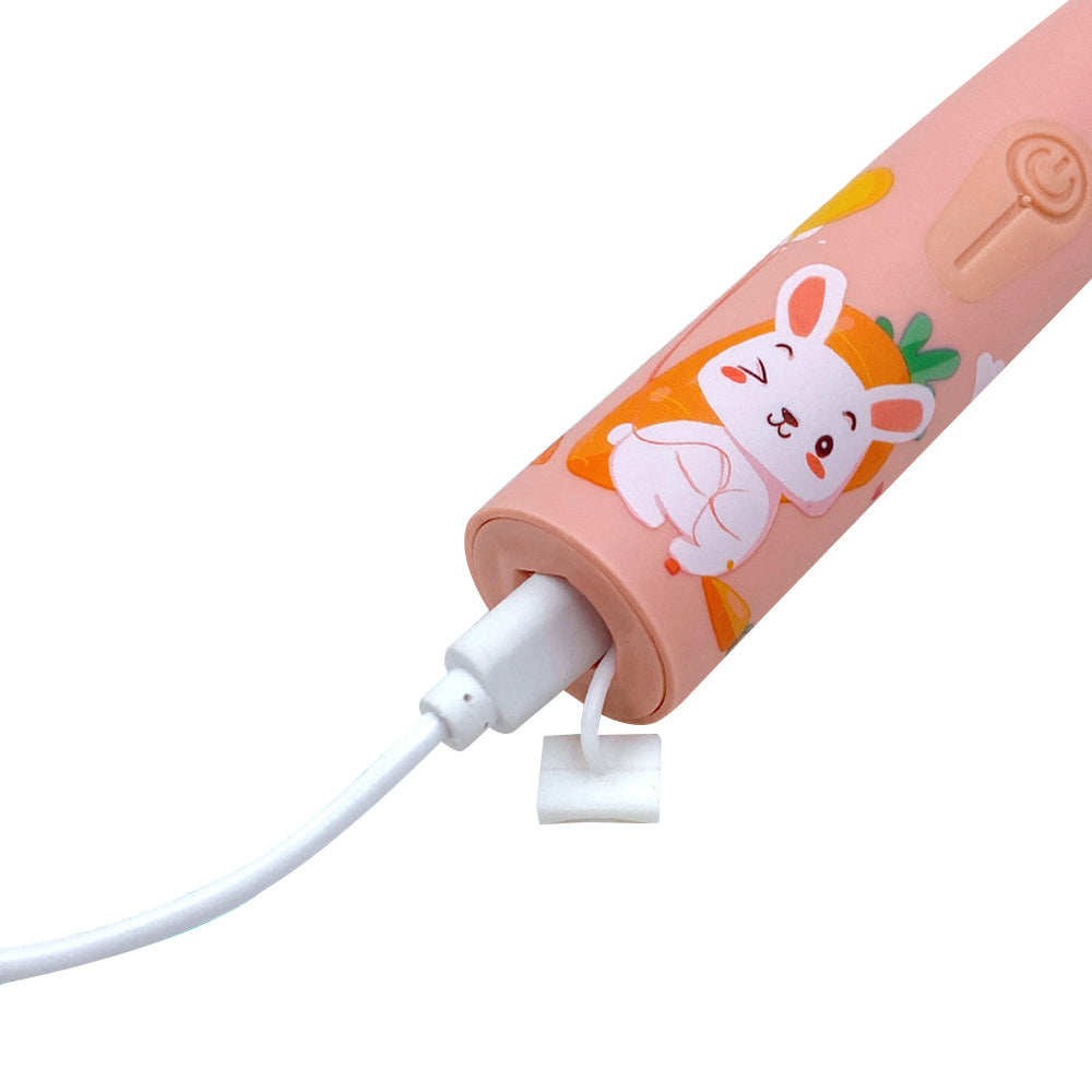 2Pcs Cute Cartoon Electric Soft Toothbrush with 6 Replacement Electronic Toothbrush Heads