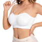 Women Strapless Wirefree Bandeau Bra with Removable Shoulder Straps-White