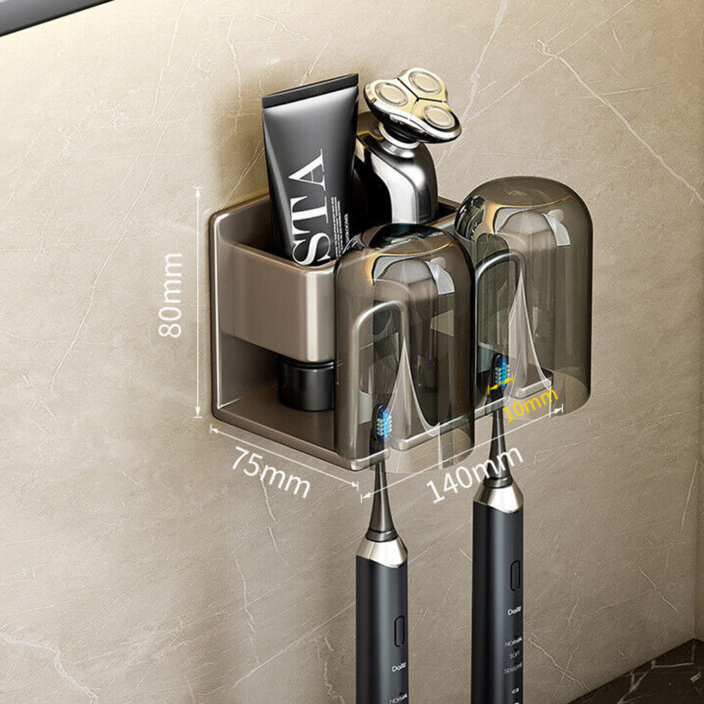Space Metal Toothbrush Holder Wall Mounted Toothpaste Bathroom Rack with Cups