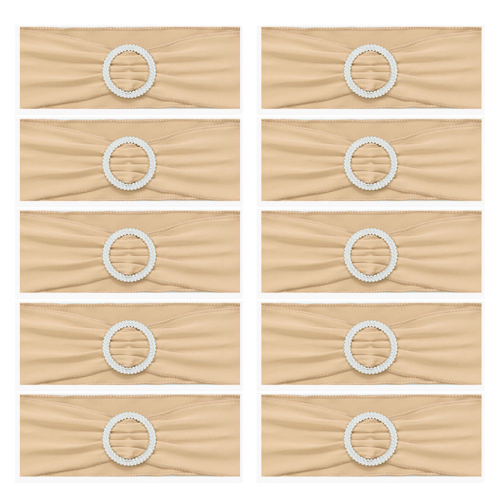 10Pcs Elastic Chair Sashes Bows with Buckle Spandex Chair Bands for Weddings Parties Meetings
