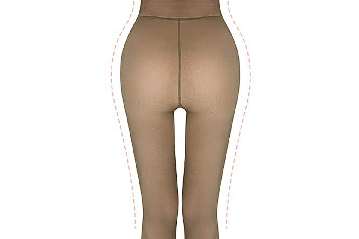 Sheer Tights Plus Size Winter Thermal Pantyhose Bare Legs Illusion Warm-Coffee