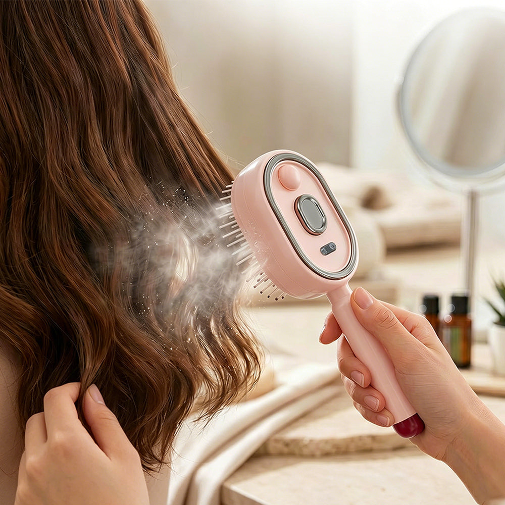 Electric Steam Hair Brush Mist Spray Cushion Comb
