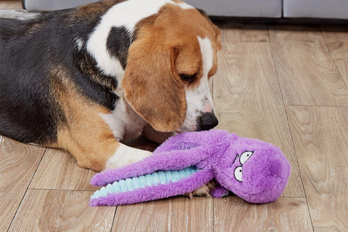Interactive Plush Squeaky Dog Toy with Crinkle Tentacles for Medium & Large Dogs