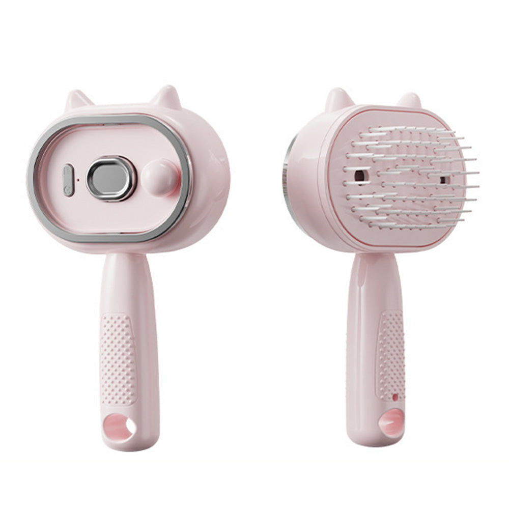Electric Spray Hair Brush with Cat Ear Design and One Click Cleaning