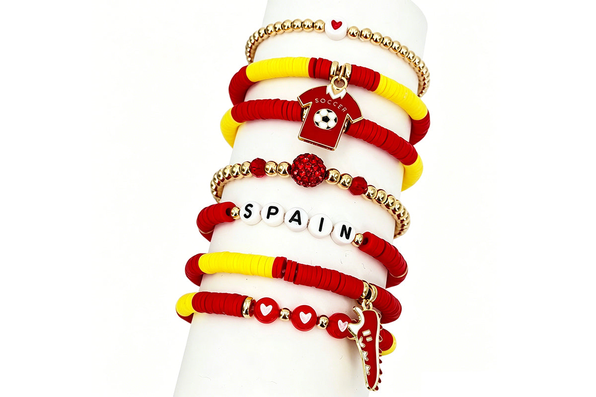 Colorful Soft Clay Football World Cup Bracelets Set for Aldults Soccer Fans