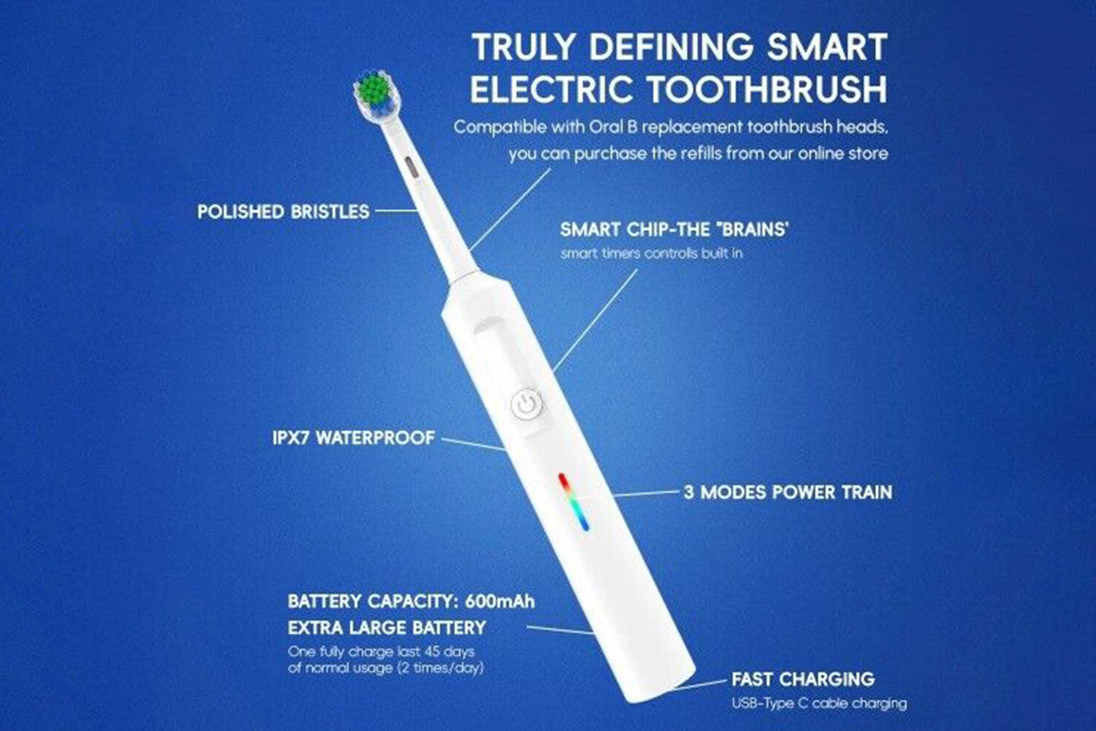 3 Modes Rotating Electric Toothbrush with 22PCS Brush Heads