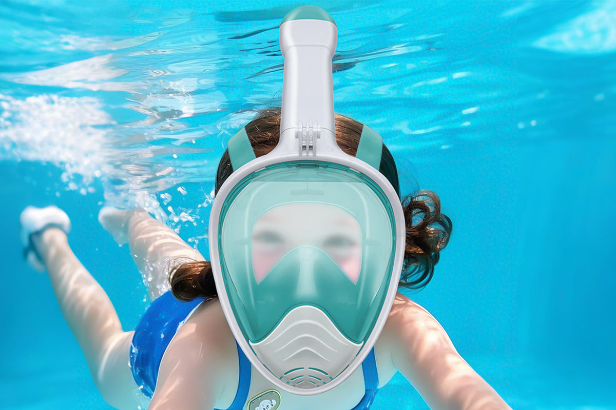 Full Face Snorkel Mask – 180 Degree Panoramic View Anti-Fog & Leak Proof-Green