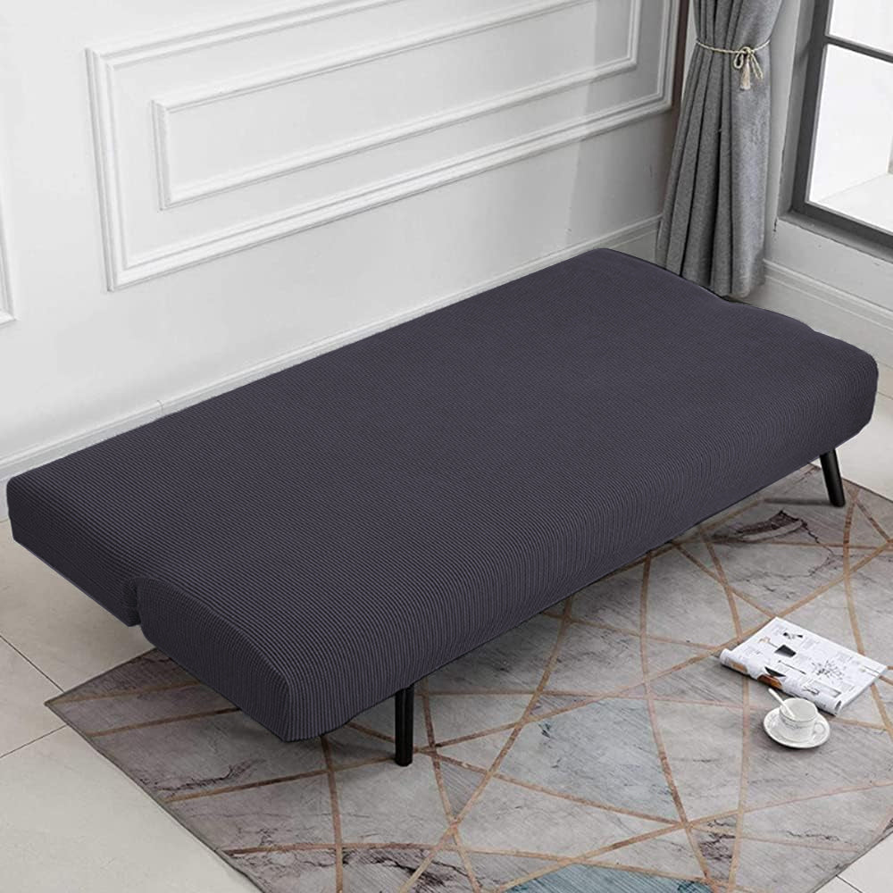 Armless Solid Color Stretch Folding Sofa Bed Cover
