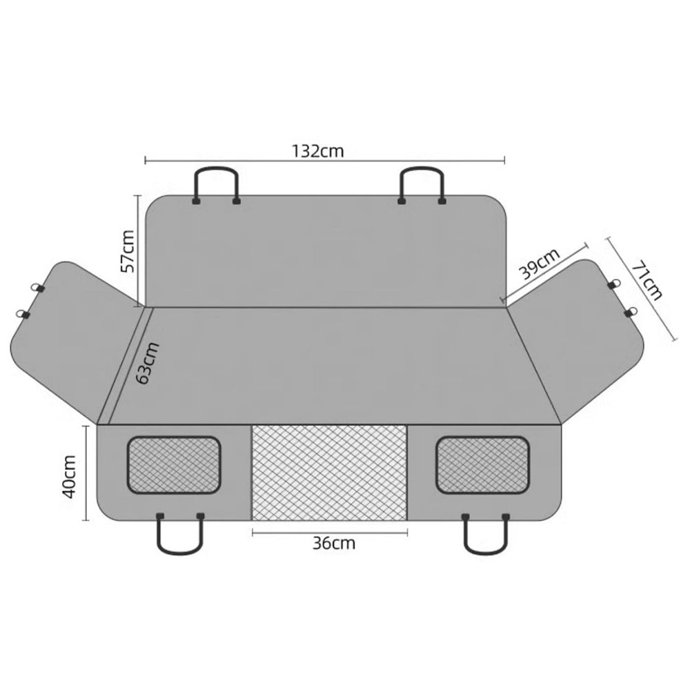 132x158cm Water-Resistant Hard Bottom Back Vehicle Seat Extending Cover for Dogs