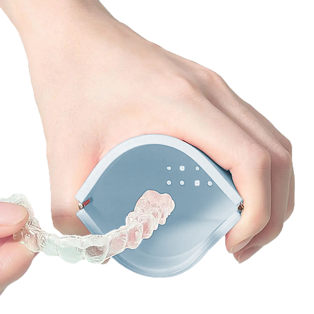 2Pcs 2 in 1 Portable Silicone Denture Retainer Storage Case