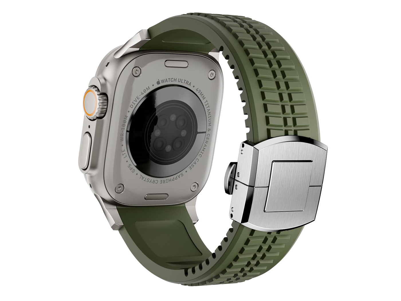 Men's Rubber Watch Band Compatible with Apple Watch Folding Buckle 42 44 45 46 49mm