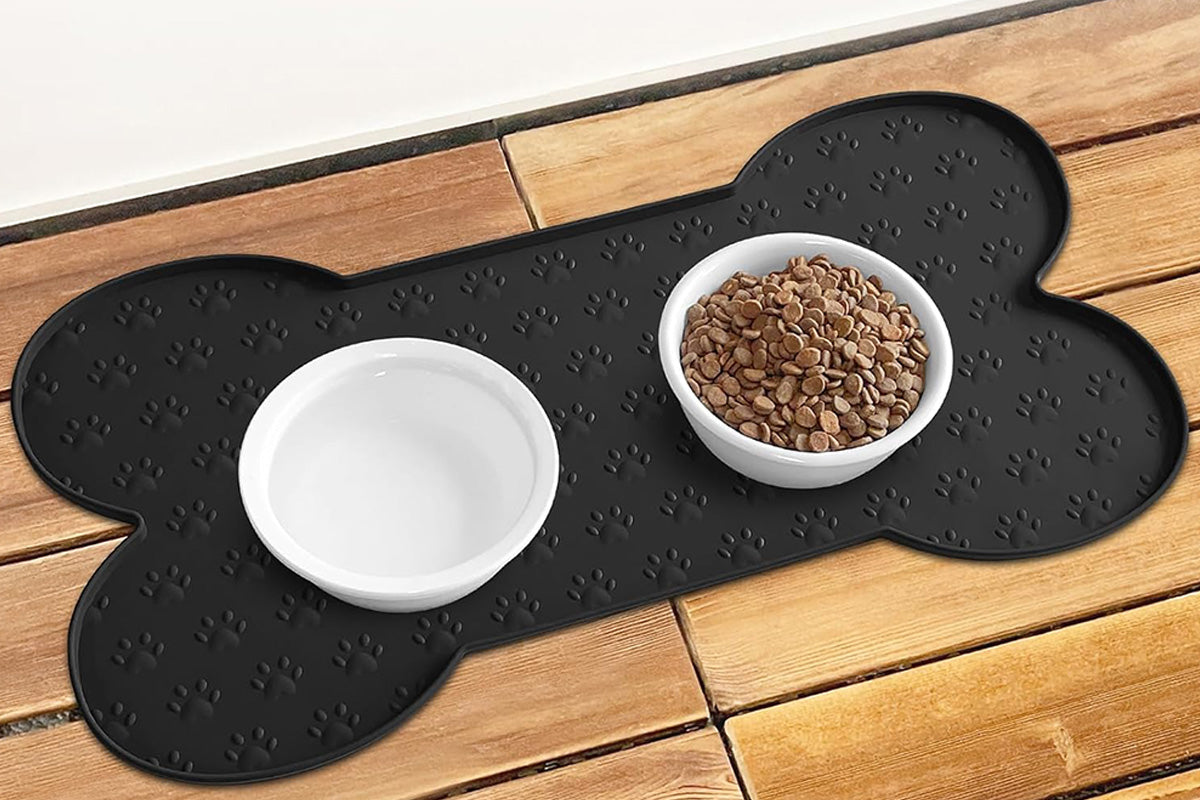 Dog Food Mats for Floors Waterproof Silicone Dog Bowl Mat with Raised Edge