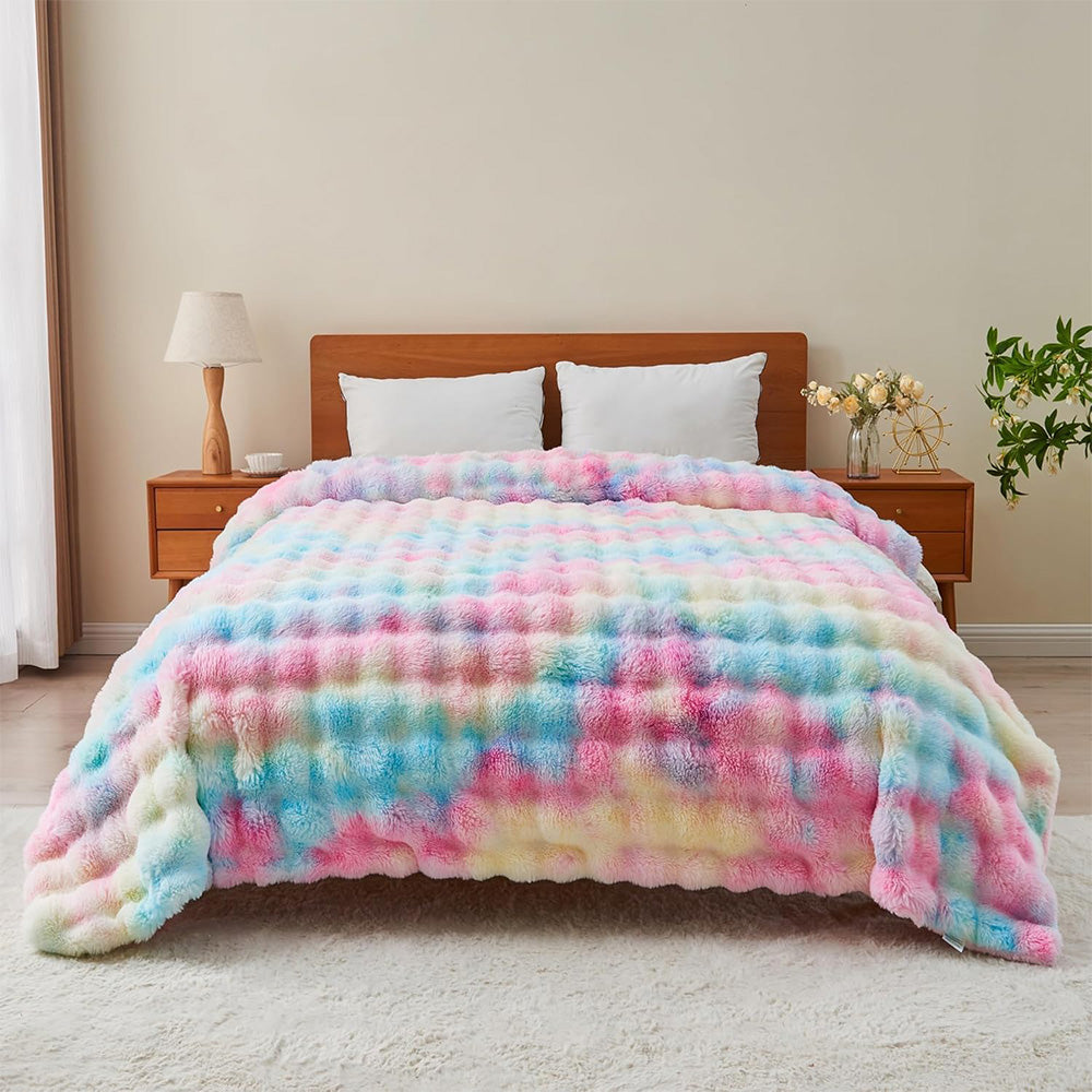 Bubble Tie Dye Throw Blanket Soft Cozy Microfiber Lightweight Warm for Couch-Multicolour
