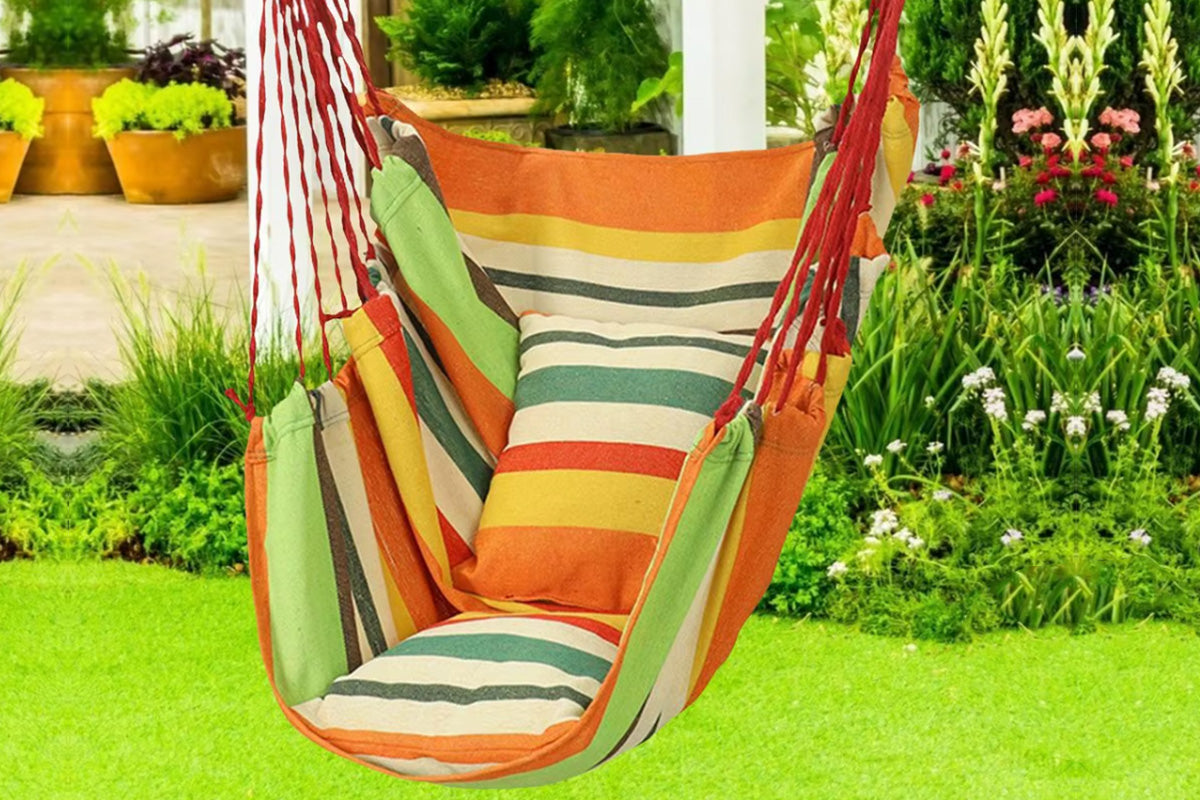 Outdoor Hanging Chair with 2 Cushions Dormitory Hammock Swing Indoor Swing