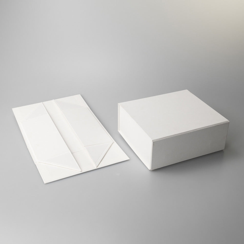 Easy Attached Foldable Cardboard Gift Box for Holiday Packaging-White