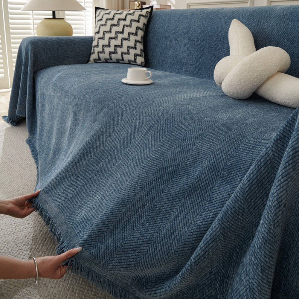 Sofa Throw Rug Cover Large Blanket for Couch Furniture Protector-Blue