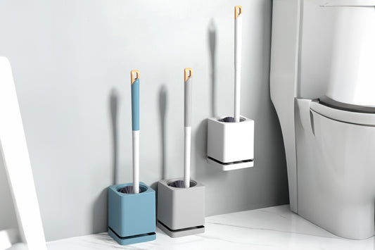 2pcs Toilet Brush with Drip Base Toilet Bowl Brush with Built-in Tweezer Toilet Cleaner Set