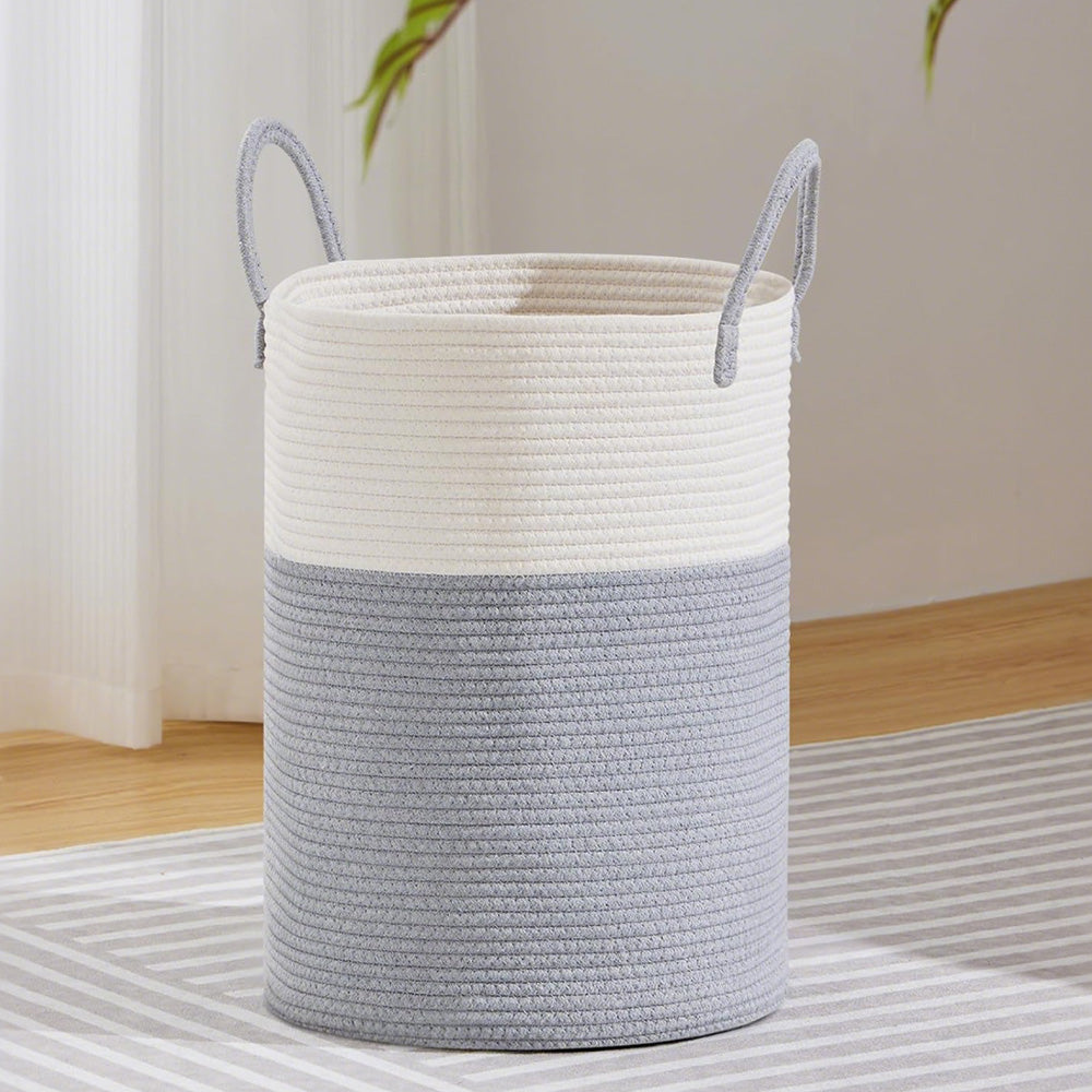 Large Woven Laundry Basket Cotton Rope Hamper for Laundry Toys & Blankets