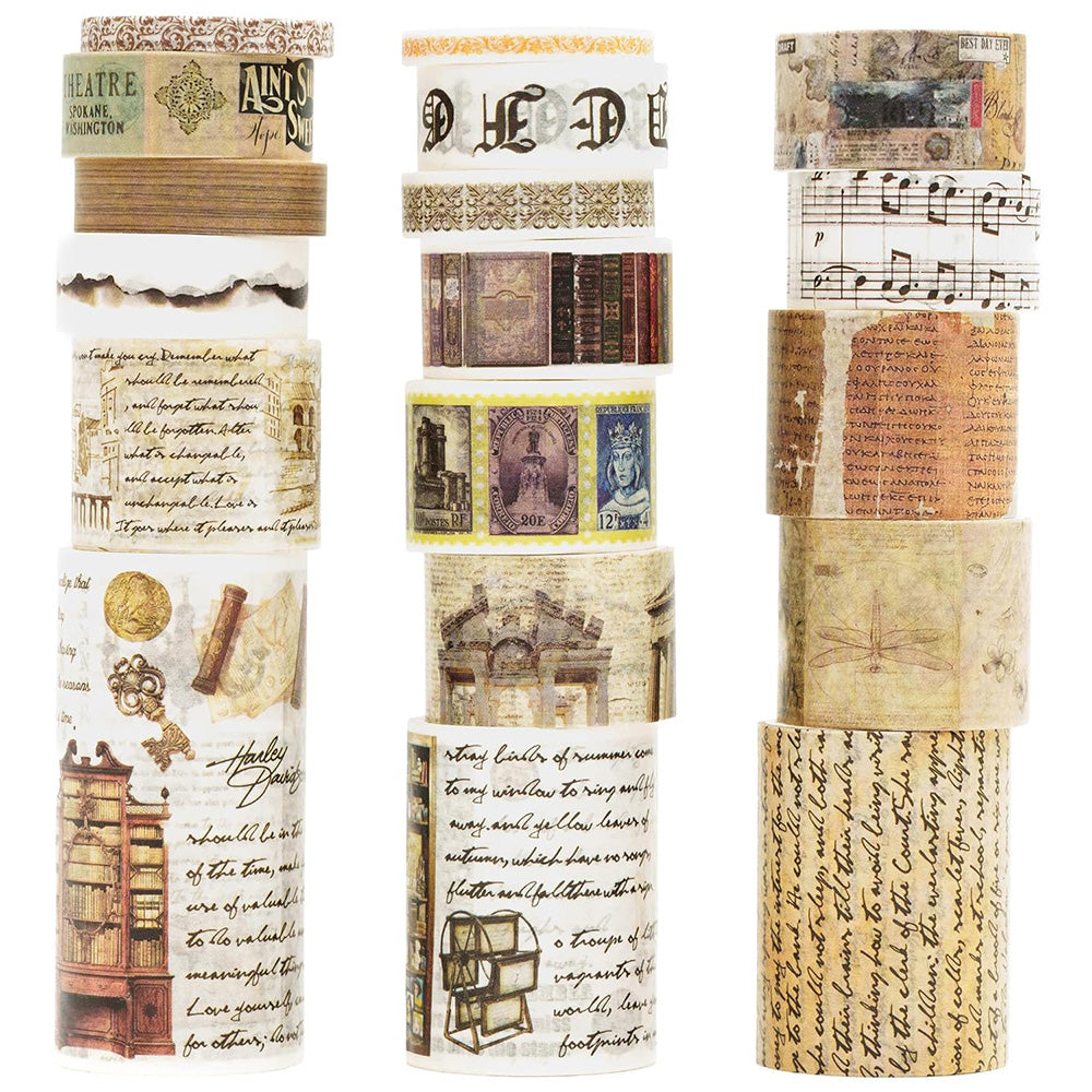 18 Rolls Vintage Washi Tape Set Writable Tapes for Scrapbooking Junk Journal supplies